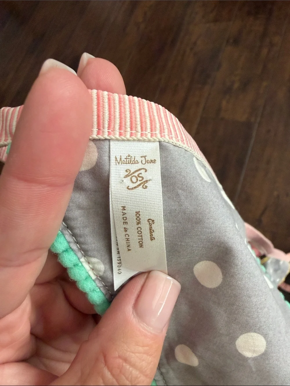 Matilda Jane Pink Mint Gray Floral Stripe Triangle Bunting